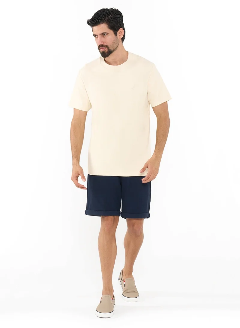 NAUTICA Buff Essential Regular Fit Premium Cotton Logo Crew Neck T-shirt for Men | Best Price UAE