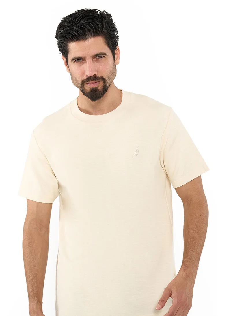 NAUTICA Buff Essential Regular Fit Premium Cotton Logo Crew Neck T-shirt for Men | Best Price UAE