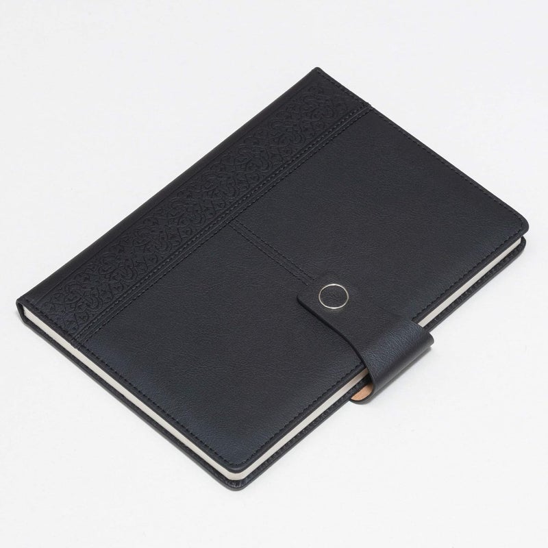 Regal A-5 PU Leather Stylish & Durable Hardcover Notebook Diary Journal with Magnetic Flap Closure and Pen Holder, 192 pages, 80 gsm (Classic Black) - Image 2