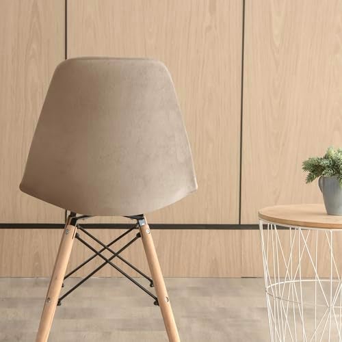SONNACH Pack of 4 Velvet Mid Century Modern Dining Chair Covers, Armless Chair Cover,Living Room Side Chair Slipcovers (Khaki) - Image 4