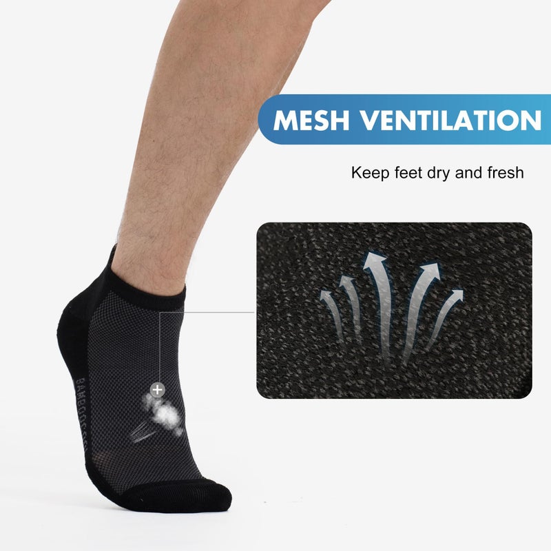 BAMBOO COOL Men's Athletic Ankle Socks Moisture Wicking, Breathable Running Mesh Socks Cushioned Arch Support, 8 Pack - Image 3