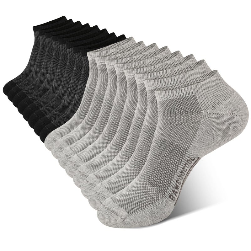 BAMBOO COOL Men's Athletic Ankle Socks Moisture Wicking, Breathable Running Mesh Socks Cushioned Arch Support, 8 Pack - Image 1
