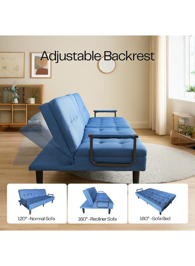 ROTAI ROTAI Casa Bellare Sofa Bed with 2-Year Warranty | Convertible Sofa Bed | Built-in Cup Holders | Premium Soft Fabric | Sturdy Base | Compact Folding Sofa | Best for for Living Room. - Image 5