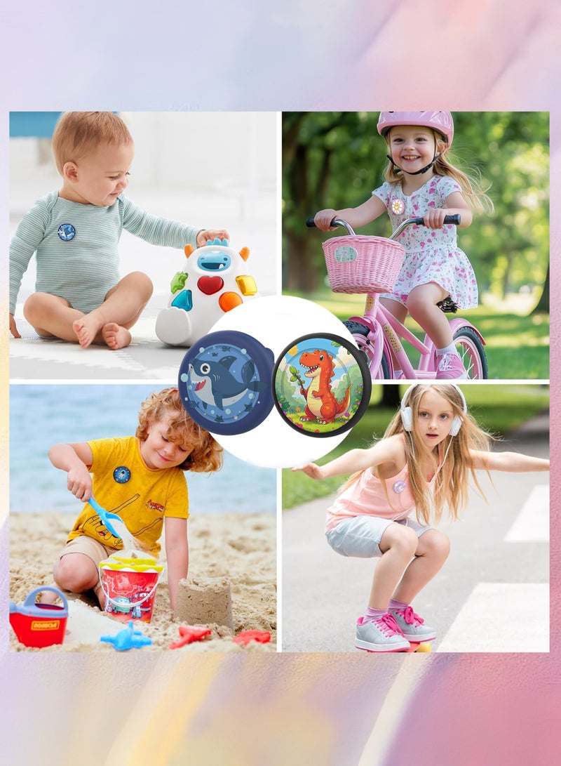 2 Pack Cute Cartoon AirTag Holder Case with Dinosaurs and sharks Design Silicone AirTag Cover with Safety Brooch Pin Anti Lost Protective Case for Kids, Boys Clothing Backpacks,School Bag,Travel,Daily Outdoor Use - Image 5