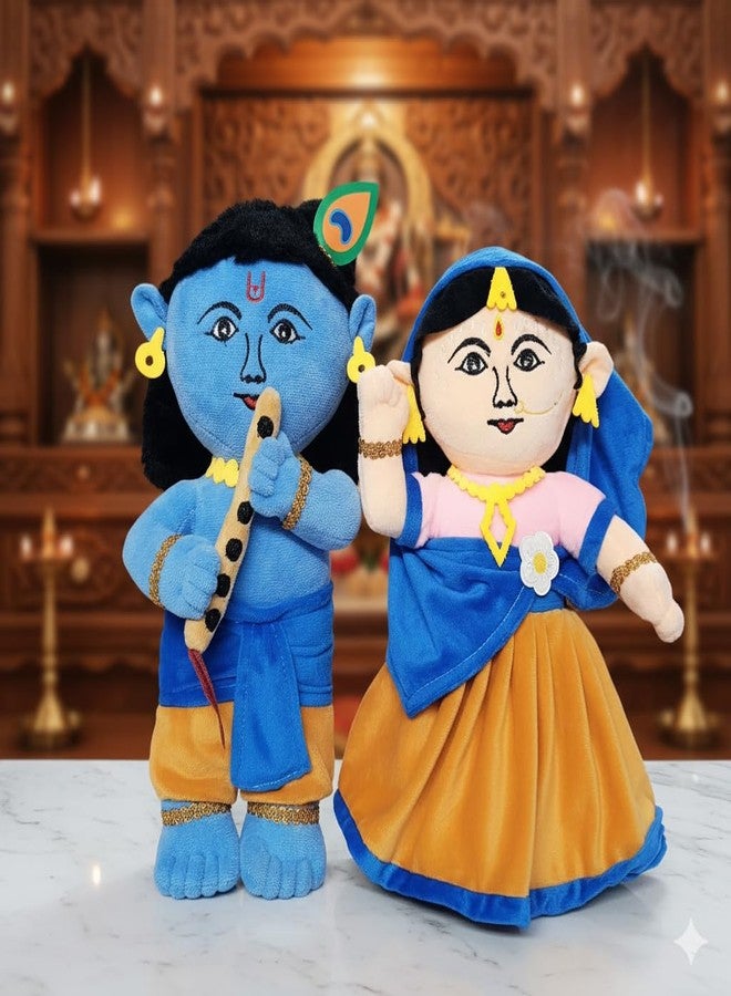 KIZDY Hindu Idol Soft Plush Toy | Devotional Hindu God Radha Ji & Krishna Ji for Kids | Religious Stuffed Toys for Boys & Girls | Toy for Car Dashboard, Temple & Gifting (25cm) - Image 2