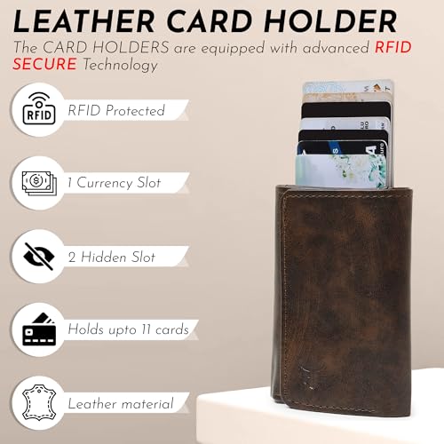 Highlark Pop up Card Holder Wallet for Men & Women | Leather Trifold with Quick Access Card Slide | RFID Blocking | Cash Compartment | Slim Compact Design - Image 5