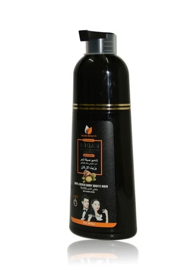 SAADA BEAUTY Natural Black Hair Color Shampoo With Argan Oil - 400 ml - Image 3