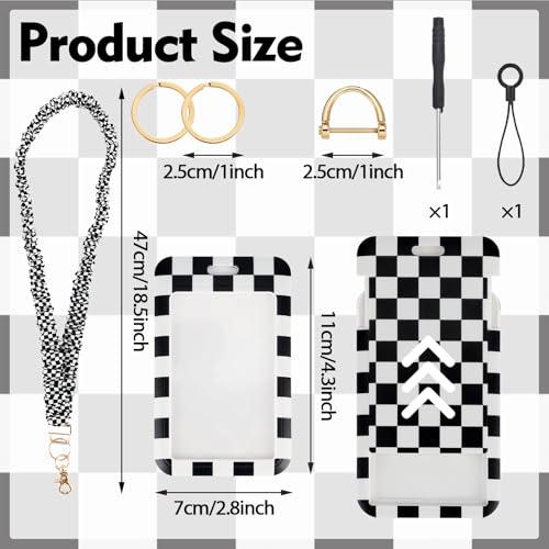 Nlicrst Scrunchie Lanyard Breakaway with ID Badge Holder - Grid Style Stretchy Lanyards with ID Badges and Key Rings Set, Ideal for Birthday, Teams Staff Teachers Nurse Gifts - Image 2