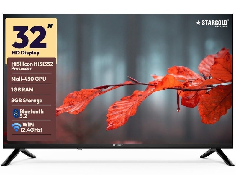 STARGOLD 32 Inch Smart TV HD Frameless Android 14 Smart Television, Built-in 16W Box Speakers, HDMI/USB/Optical Ports, DVB-T2/S2 Triple Tuner, 1GB RAM 8GB ROM, Best 32 Inch Smart TV for Gaming & 60Hz Streaming (Alternative to LG TV, Samsung TV, TCL Television), SG-C3225SMART - Image 1