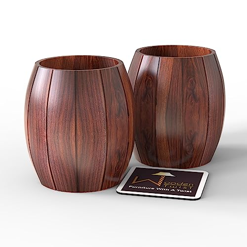 Onlineshoppee Wooden Twist Panzer Round Shaped Sheesham Wood Cutlery Holder & Spoon Holder Eco-Friendly Kitchen Organizer (Set of 2) - Image 2