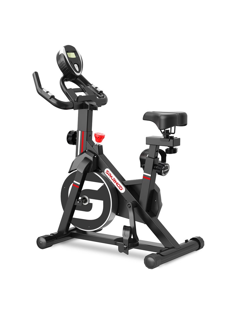 Sparnod Fitness SSB-08N Spin Bike for Home|  8 kg Heavy Flywheel | Digital Display | Heart Rate Sensor | Adjustable Seat & Handlebar | Silent Belt Drive | Carbon Steel Frame | 120 kg User Weight - Image 1