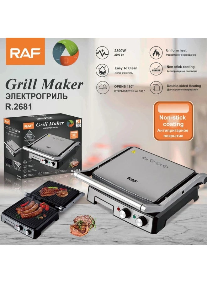 آر إيه أف شواية كهربائية، 2800 واط، لون فضي، موديل RAF-R2681 - Image 3