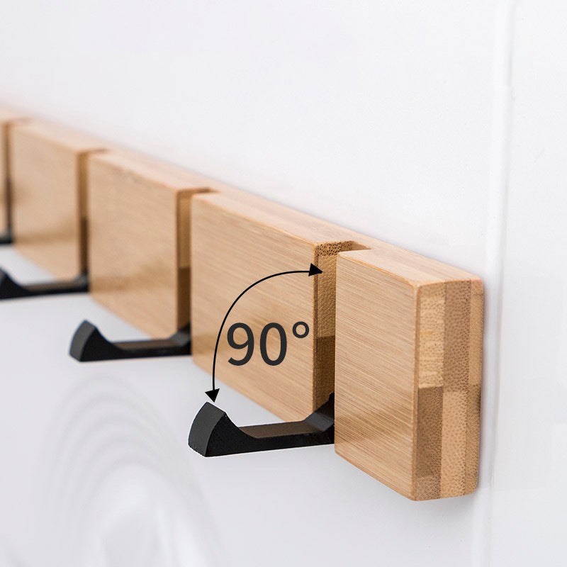 Creative Wooden Invisible Hook Door Rear Foldable Hanger Wall Hanging Wall Hook Entrance Bedroom Coat Rack - Image 2