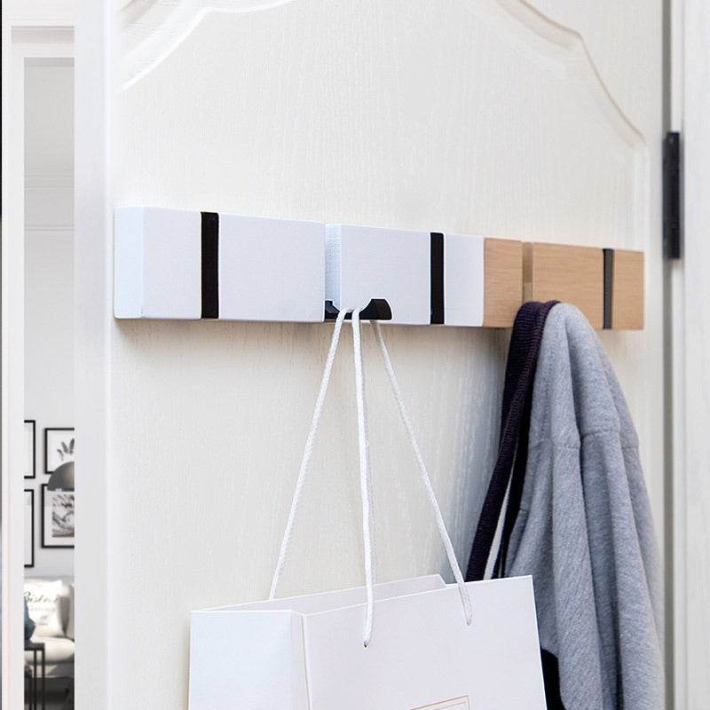 Creative Wooden Invisible Hook Door Rear Foldable Hanger Wall Hanging Wall Hook Entrance Bedroom Coat Rack - Image 5