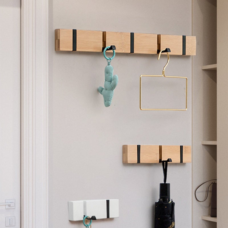 Creative Wooden Invisible Hook Door Rear Foldable Hanger Wall Hanging Wall Hook Entrance Bedroom Coat Rack - Image 4
