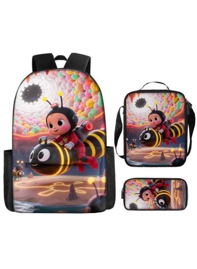 Bright Li Fire Backpack + handbag + stationery bag | Back-to-school season/holiday gift | Cartoon bag three-piece set, easy to cope with various occasions (students, children, friends' outings, mountain climbing, school, etc.) - 53 - Image 2