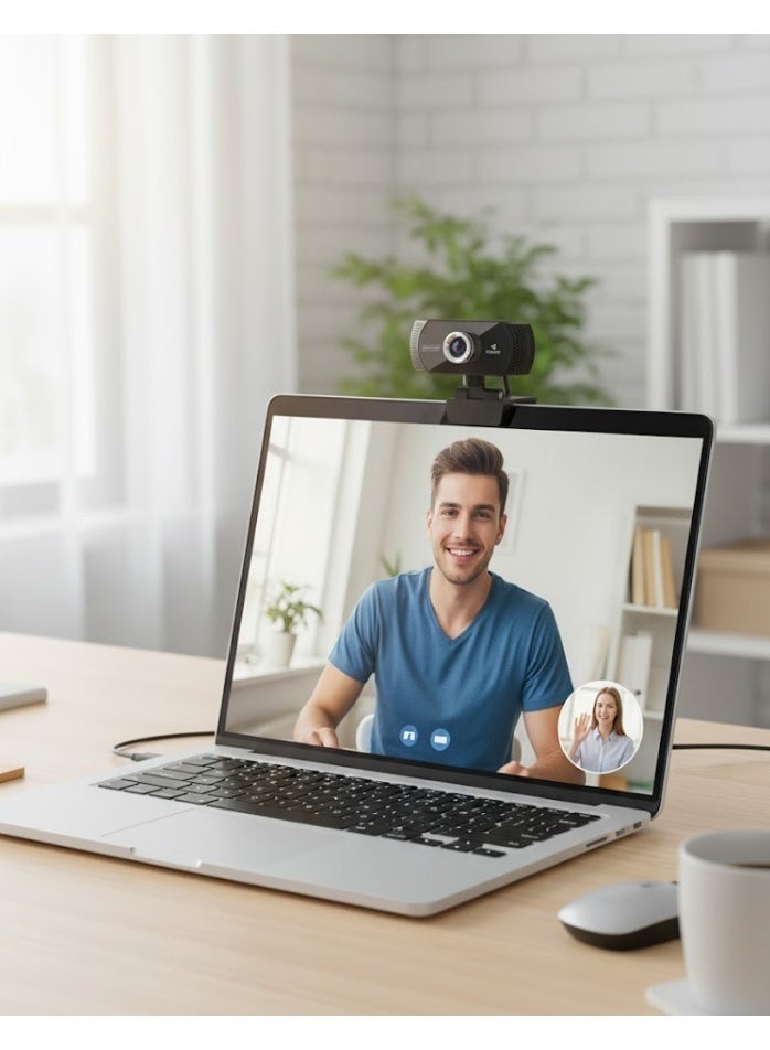 Kisonli PC-2 Full HD 1080P Webcam with Built-in Microphone and USB Plug & Play - Black - Image 5