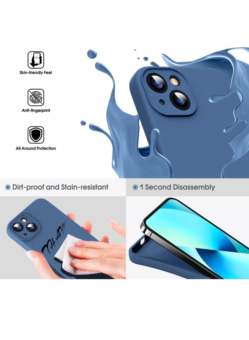 MUNTAQI Liquid Silicone Protective Case for iPhone 13 - Blue, Camera Protection, Anti-Fingerprint, Built-In Microfiber Lining, Designed for 6.1" iPhone 13 - Image 3