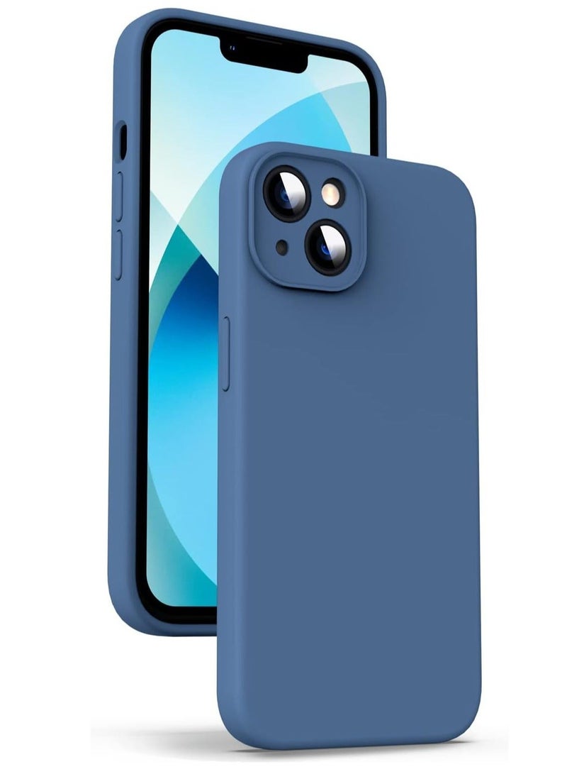 MUNTAQI Liquid Silicone Protective Case for iPhone 13 - Blue, Camera Protection, Anti-Fingerprint, Built-In Microfiber Lining, Designed for 6.1" iPhone 13 - Image 1