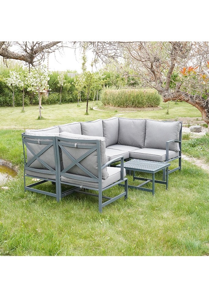 Schondor Furniture - Dallas Sofa Set | With Center Table | Outdoor Dining | Outdoor Furniture | Patio | Garden | Backyard | Made in Aluminum Cast | Built to Last | Weather Resistance - Image 1
