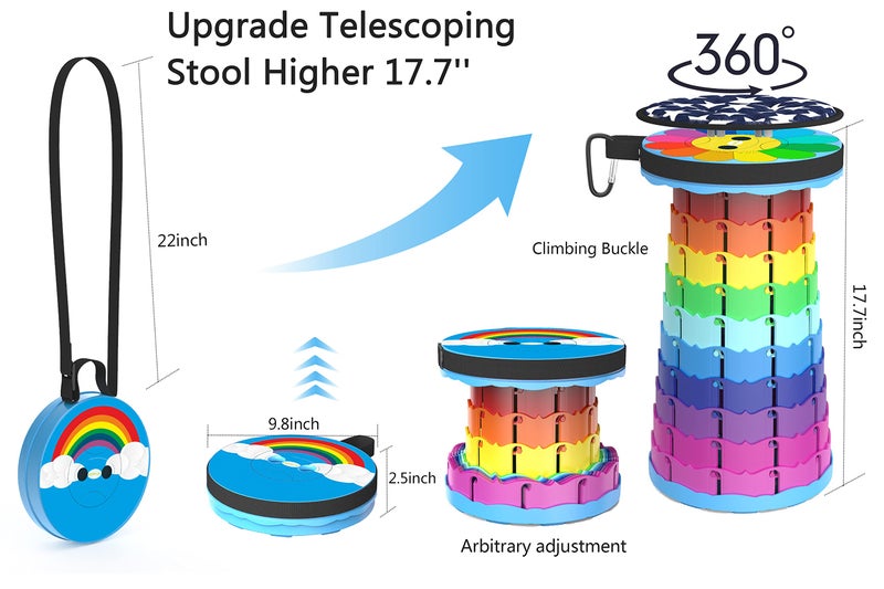 ALEVMOOM Upgraded Portable Collapsible Folding Stool with Cushion Retractable Telescoping Stool for Adults Sturdy Capacity 440lbs Camping Stool for Outdoor Hiking Garden BBQ with Bag - Image 3