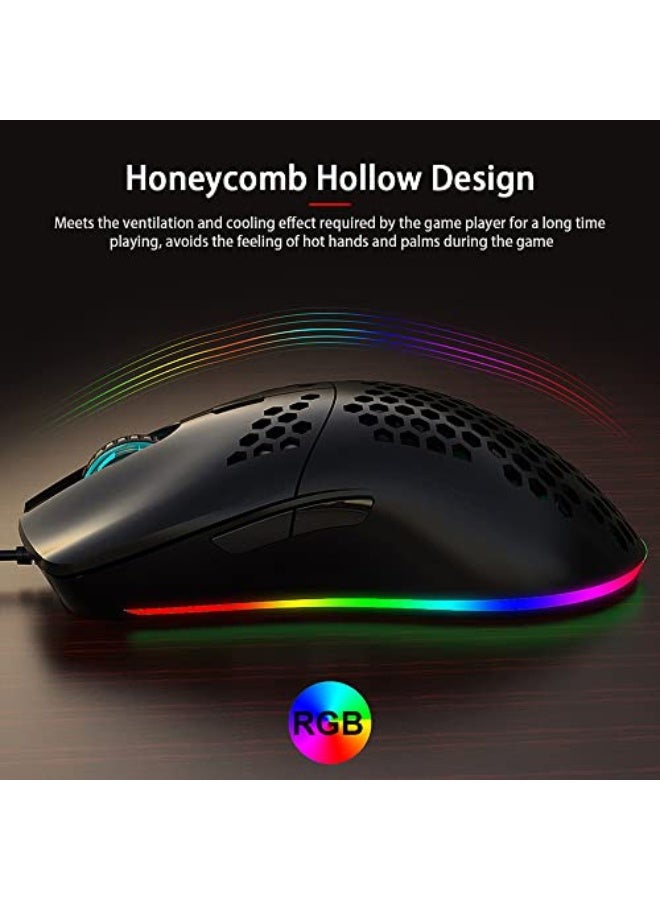 Daconovo J900 USB Wired Gaming Mouse RGB Gaming Mouse with Six Adjustable DPI Ergonomic Design for Desktop Laptop White - Image 5