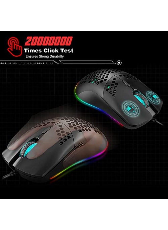 Daconovo J900 USB Wired Gaming Mouse RGB Gaming Mouse with Six Adjustable DPI Ergonomic Design for Desktop Laptop White - Image 2