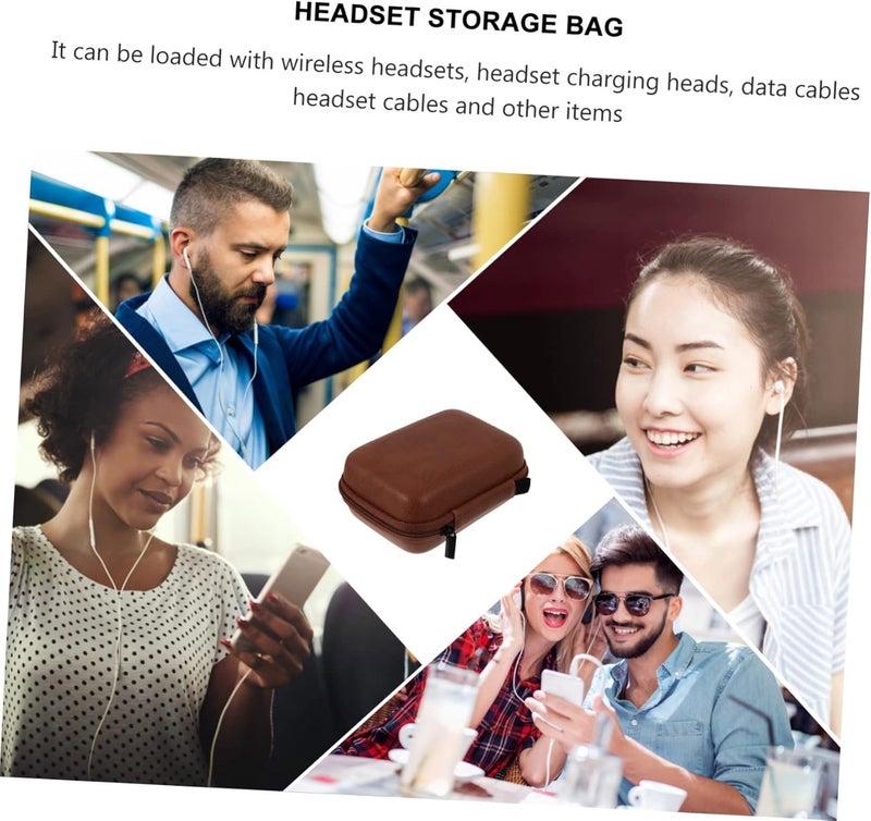 High-End PU Leather Headphone Storage Case Portable Travel Carry Pouch for Earphones Waterproof Organizer Bag Compartments for Cables and Accessories - Image 4