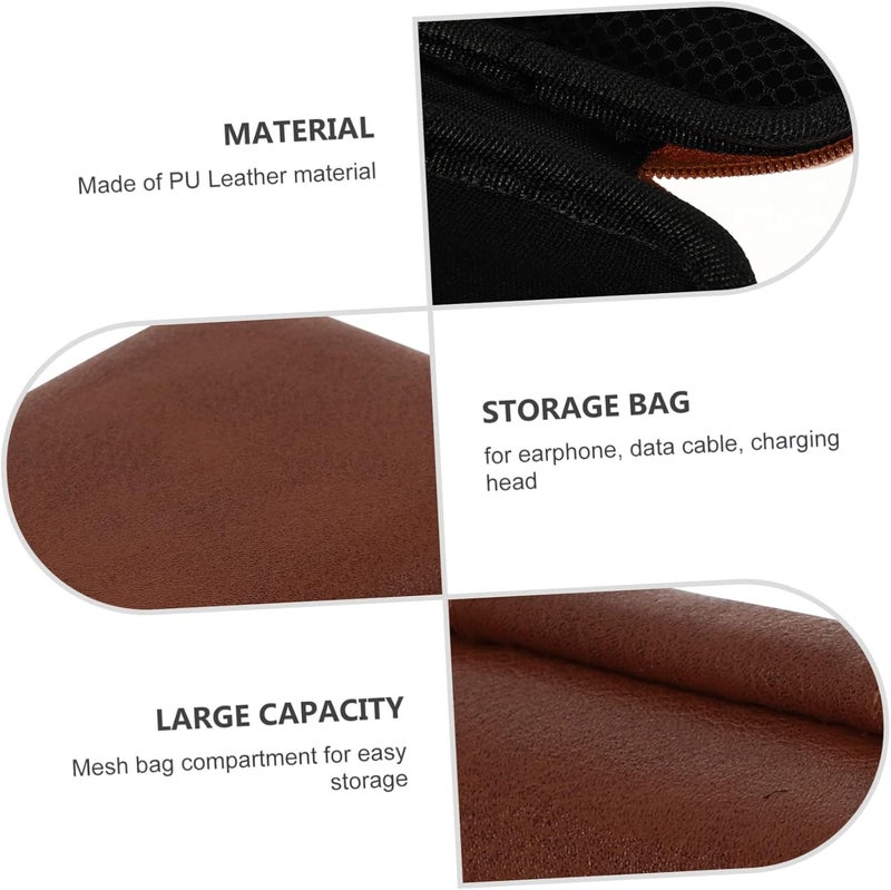 High-End PU Leather Headphone Storage Case Portable Travel Carry Pouch for Earphones Waterproof Organizer Bag Compartments for Cables and Accessories - Image 5
