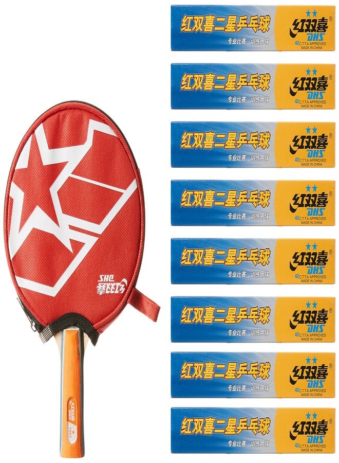 دي إتش أس مضرب تنس الطاولة A1003 DHS مع كرة تنس الطاولة DHS 40 مم نجمتين برتقالي (علبة من 48 قطعة) - Image 3