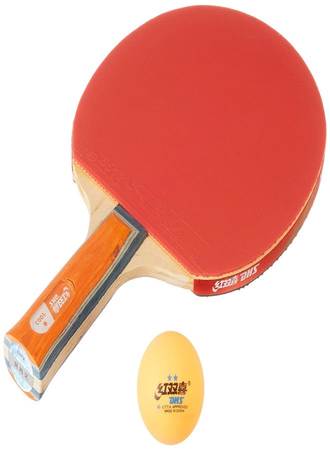 دي إتش أس مضرب تنس الطاولة A1003 DHS مع كرة تنس الطاولة DHS 40 مم نجمتين برتقالي (علبة من 48 قطعة) - Image 1