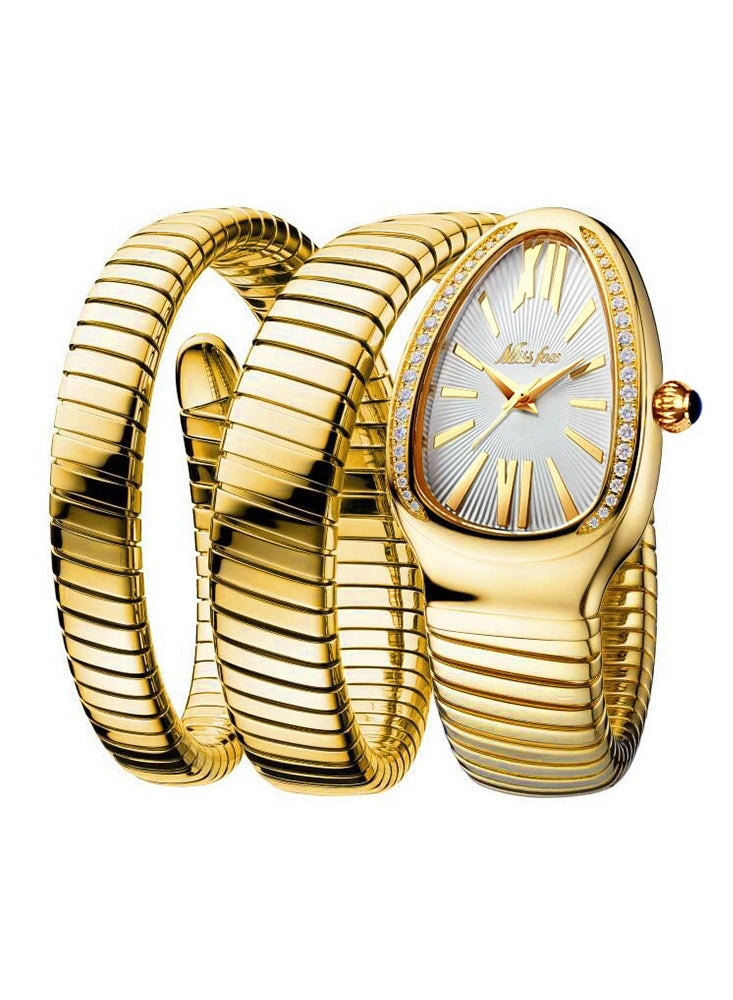 Triple Wrap Bracelet Watch Luxury Gold Snake Watches Women Fashion Brands MISSFOX Diamond Quartz WristWatch Waterproof AAA Clock Lady Hot Gift