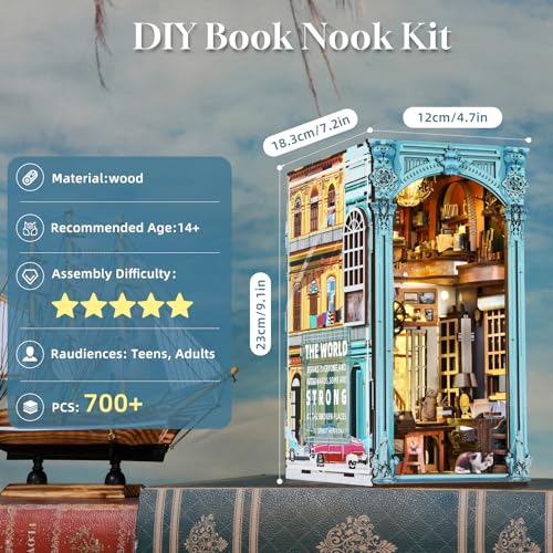 CCCDF DIY Book Nook Kit Miniature Dollhouse Booknook Kit 3D Wooden Puzzle Bookend Bookshelf Insert Decor with LED Light for Teens and Adults Hemingway House - Image 5