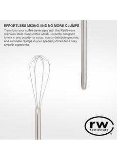 Rattleware Rattleware 10.5” Long-Handle Silver Espresso Round Coffee Whisk – Designed for perfect coffee distribution with a stainless-steel , ideal as a coffee whisk, long handle whisk, and espresso stirrer  - Image 3