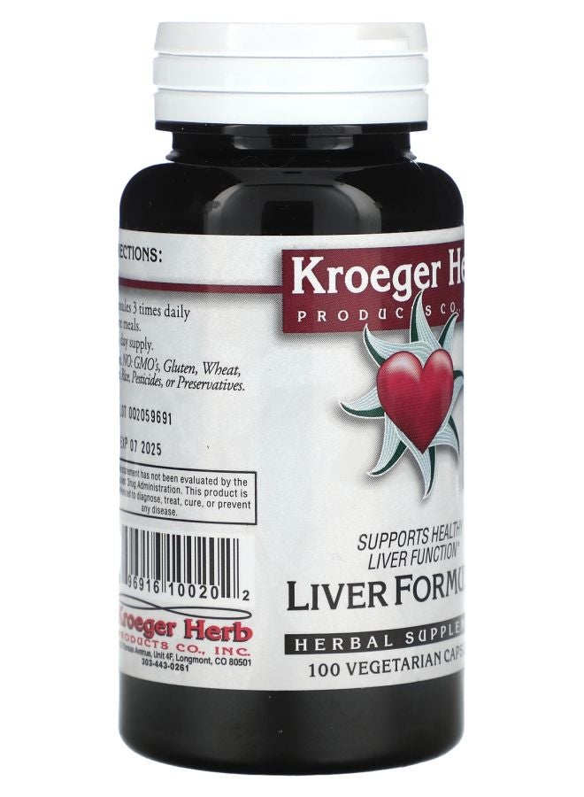 Kroeger Herb Co Liver Formula 100 Vegetarian Capsules - Image 2