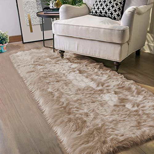 Latepis Runner Rugs for Hallway 2x10 White Faux Fur Rug Sheepskin Rugs for Living Room Washable Fluffy Rug for Bedroom Coushin Rectangle - Image 1