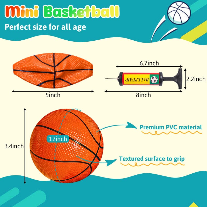 Shindel 6PCS Mini Basketballs, 4.7 inches Inflatable Rubber Basketballs with Pump for Mini Hoop for Kids Indoor Outdoor Play - Image 2