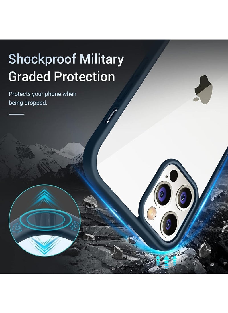 Generic - Shockproof Clear Case for iPhone 15 Pro Not Yellowing Military Drop Protection Hard Clear Back Four Corner Airbags Drop Protection Phone Cover 6.1 inch Blue - Image 1
