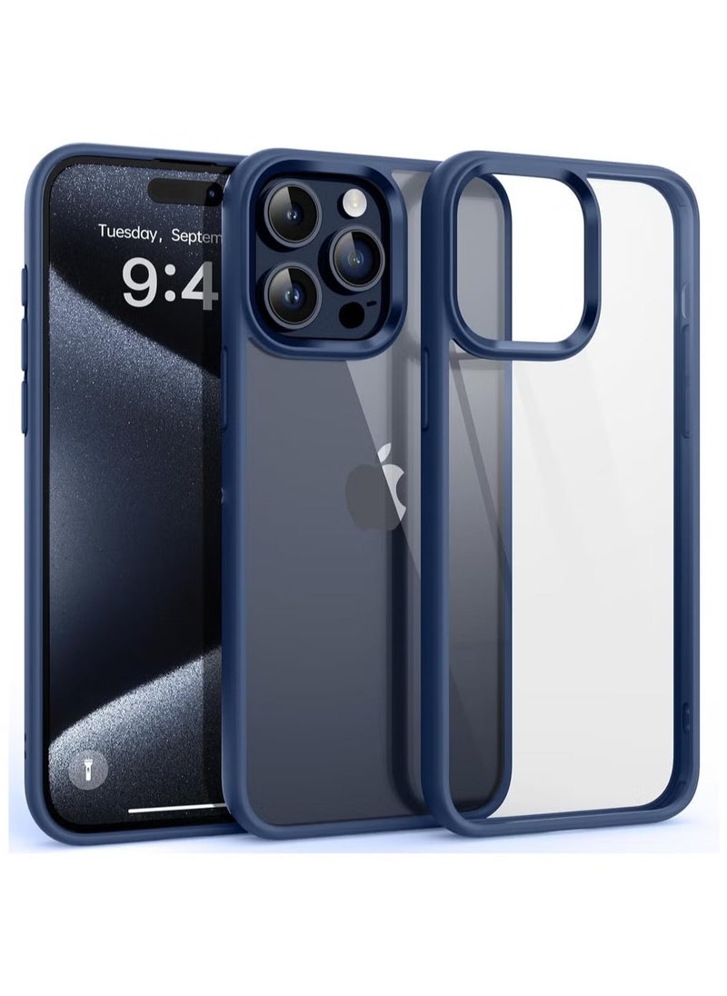 Generic - Shockproof Clear Case for iPhone 15 Pro Not Yellowing Military Drop Protection Hard Clear Back Four Corner Airbags Drop Protection Phone Cover 6.1 inch Blue - Image 1