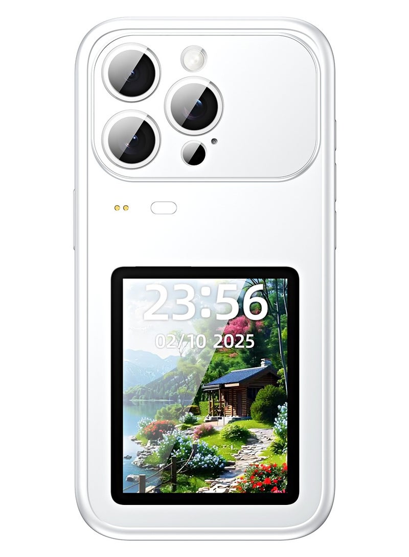 Smart Phone Case for iPhone 16 Pro, 3.5 Inch HD Color Screen, Selfie Screen Display Case, DIY Wallpaper, Call & Message Sync, Music Control, Suitable for iPhone 16 Pro Smart Phone Case Selfie Display (White) - Image 1