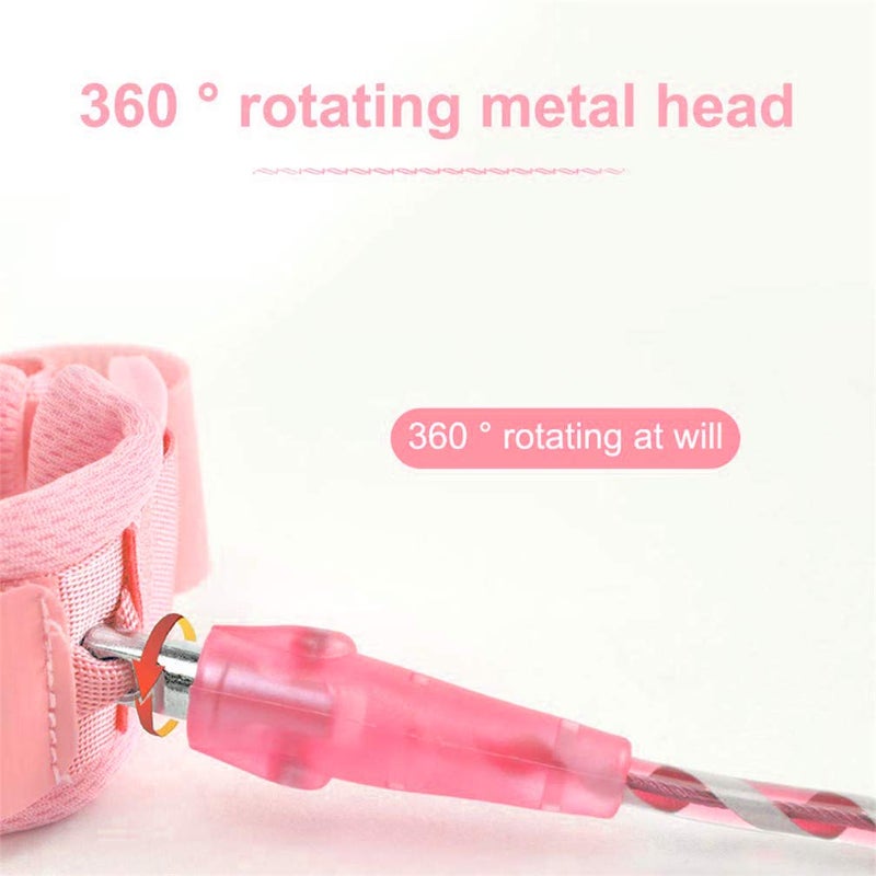 Xemz Kids Anti Lost Wrist Link Children Wrist Traction Rope with Key Lock Toddler Safety Harness Wrist Leash Baby Walking Wrist Strap for Outdoor Activities Travel  Shopping 2 m 66 ft Pink - Image 4