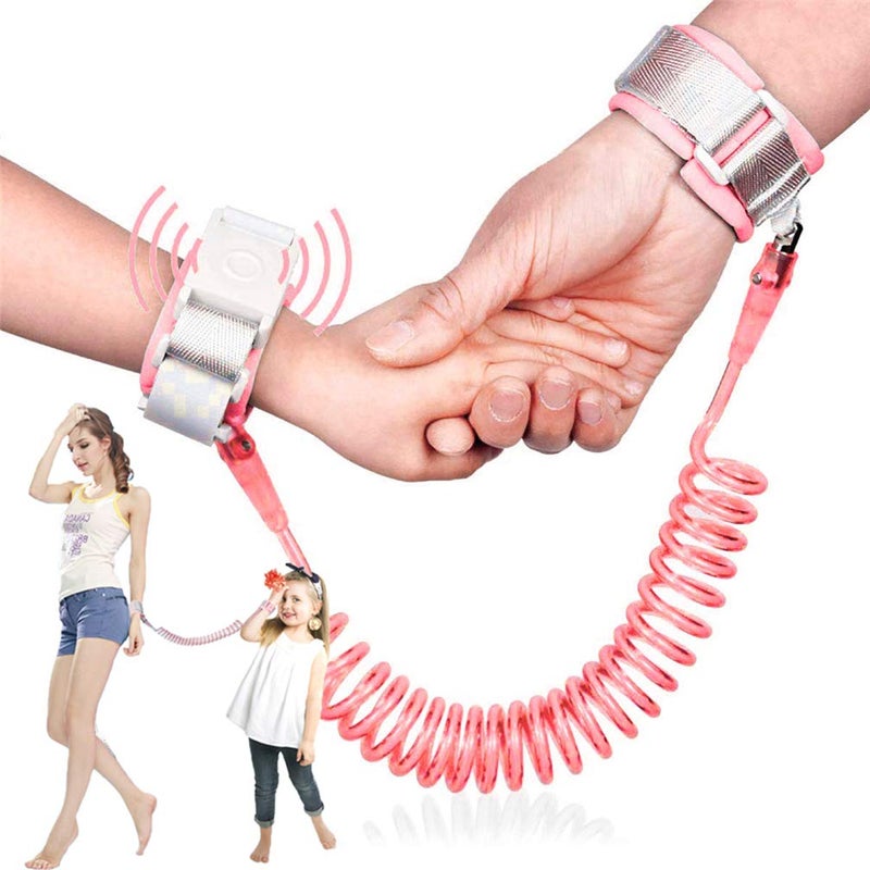 Xemz Kids Anti Lost Wrist Link Children Wrist Traction Rope with Key Lock Toddler Safety Harness Wrist Leash Baby Walking Wrist Strap for Outdoor Activities Travel  Shopping 2 m 66 ft Pink - Image 1
