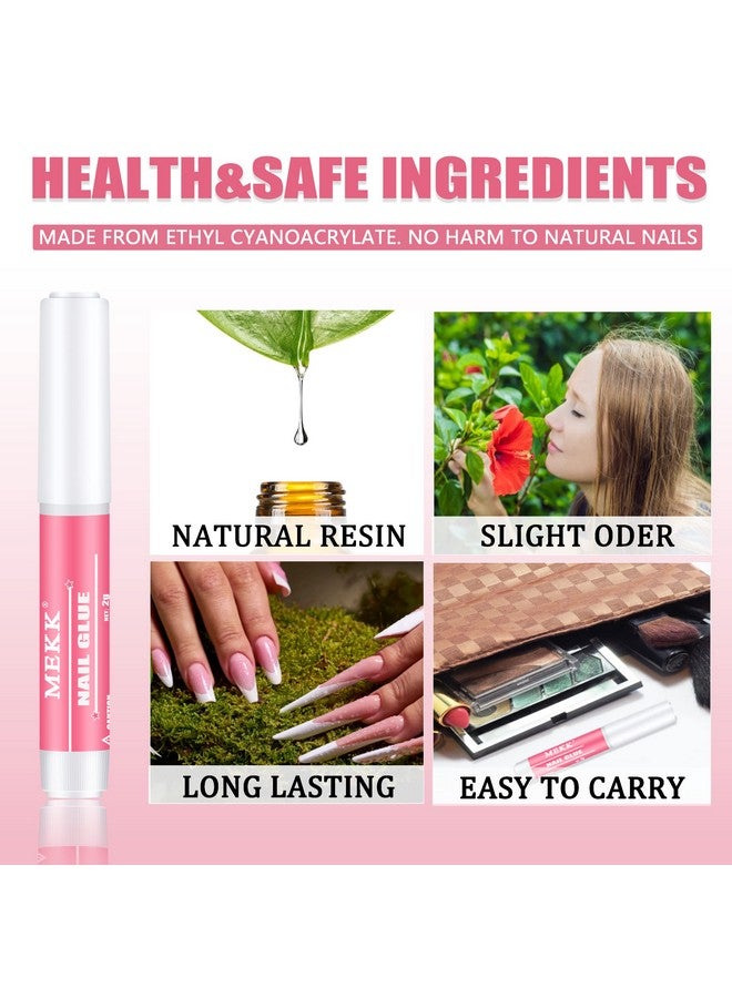 MEKK Nail Glue Super Strong Nail Glue For Acrylic Nails Long Lasting Professional Nail Tip Glue For Press On Nails Bond For Acrylic Nails Adhesive Nail Glue For False Nail Tips 0.07Oz/Pcs(24Pcs) - Image 4