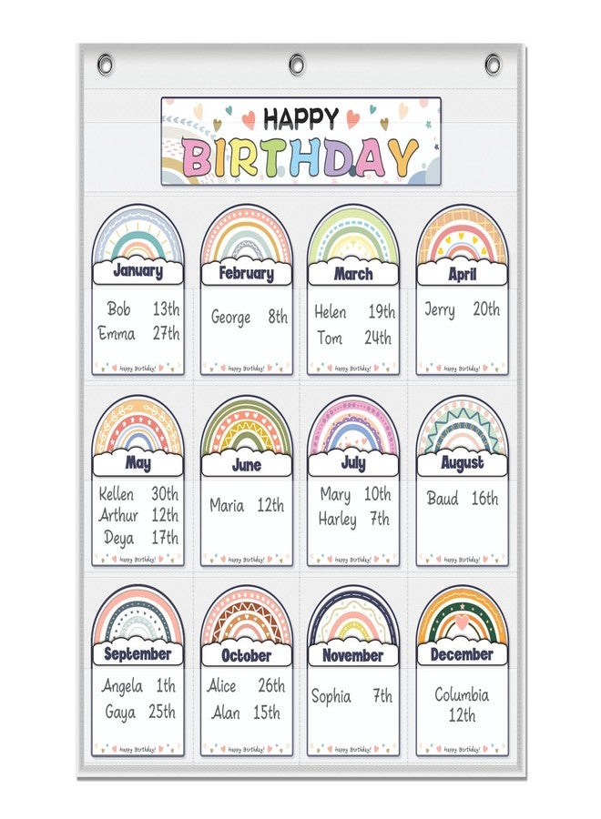 amzoya Classroom Birthday Pocket Chart, birthday poster for classroom, Student Birthday Tracker,Classroom Decor (White) - Image 1