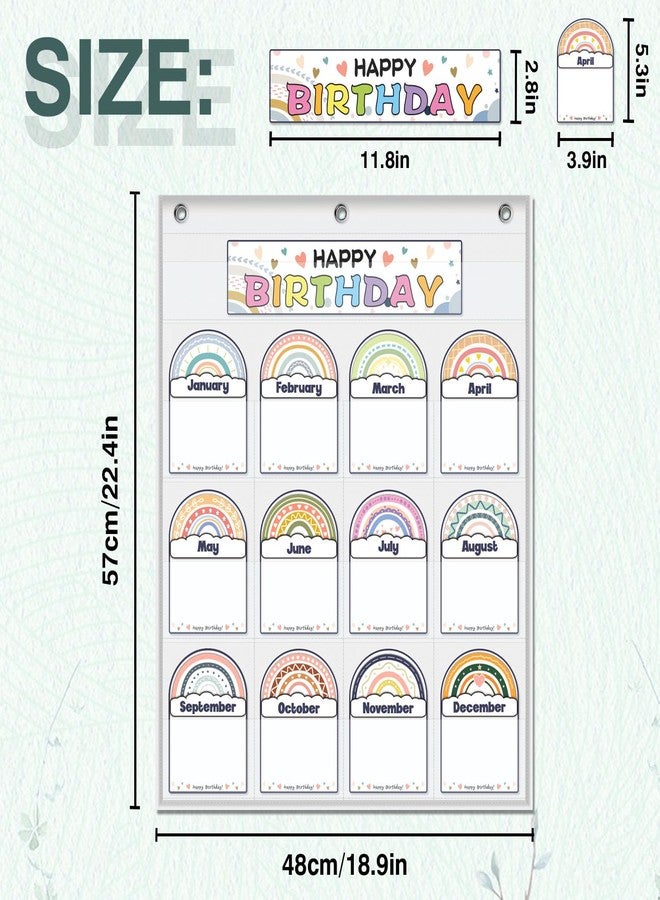 amzoya Classroom Birthday Pocket Chart, birthday poster for classroom, Student Birthday Tracker,Classroom Decor (White) - Image 2