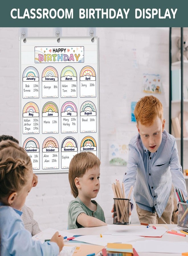 amzoya Classroom Birthday Pocket Chart, birthday poster for classroom, Student Birthday Tracker,Classroom Decor (White) - Image 5