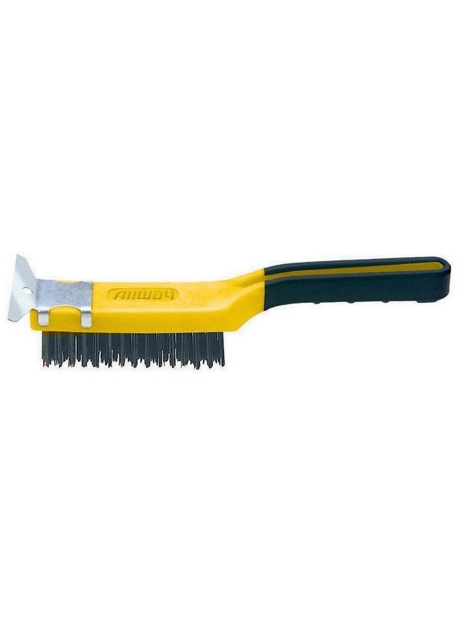 Allway Soft Grip Heavy Duty Carbon Steel Wire Brush Black and Yellow 12 Inch SB411
