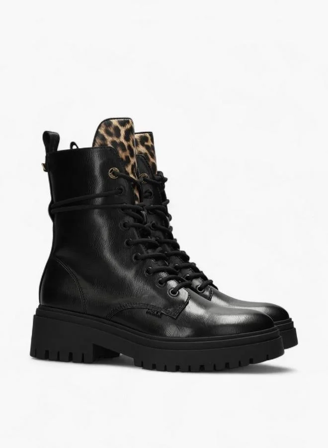 MEXX Animal Print Lace-Up Ankle Boots