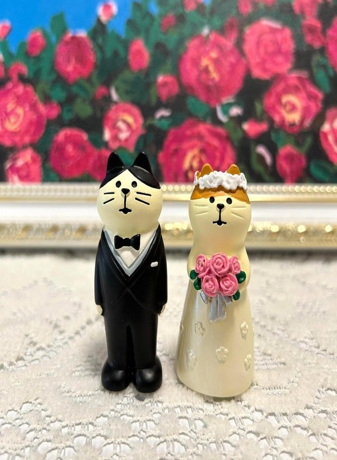Gwindrise Wedding Cat Figurines Set - Mini Groom and Bride, Adorable Wedding Gifts for Cat Lovers, Anniversary Cake Topper Decoration, Resin Kitty Statues Table Décor - Image 3