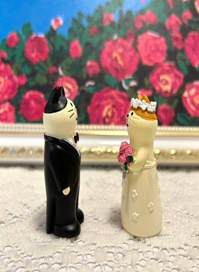 Gwindrise Wedding Cat Figurines Set - Mini Groom and Bride, Adorable Wedding Gifts for Cat Lovers, Anniversary Cake Topper Decoration, Resin Kitty Statues Table Décor - Image 2